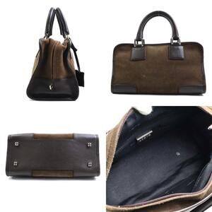 Loewe suede Amazona brown silver leather handbag